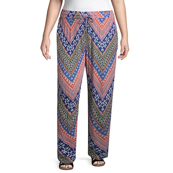 Pants - Chevron Woven Printed Pants (1X)